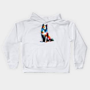 Lively Mudi Captured in Colorful Splash Art Style Kids Hoodie